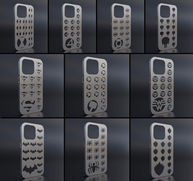 IPHONE 14 PRO SUPERHERO CASES PACK 3D 打印模型 .c4d .max .obj .3ds .fbx .stl .blend 
