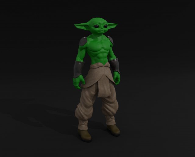 Muscular Baby Yoda Modelo 3D .c4d .max .obj .3ds .fbx .stl .blend 