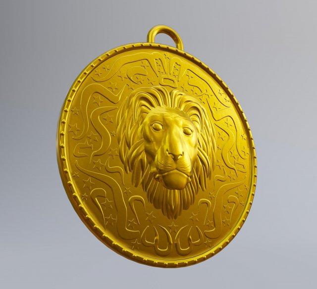 Lion Coin Pendant Model do druku 3D .c4d .max .obj .3ds .fbx .stl .blend 