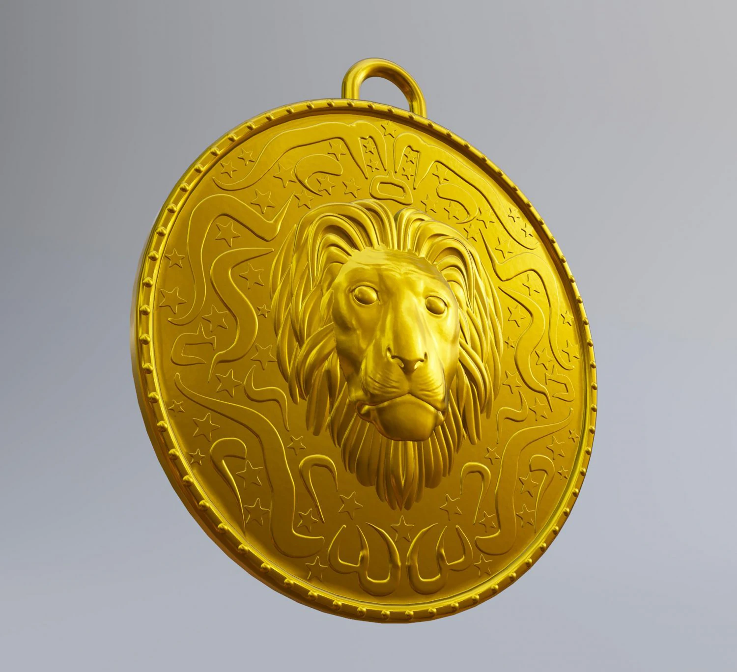 Lion Coin Pendant 3D Print Model .c4d .max .obj .3ds .fbx .stl .blend 