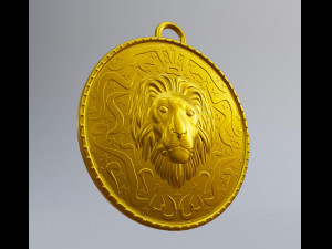 Lion Coin Pendant 3D Print Model