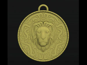 Lion Coin Pendant 3D Print Model