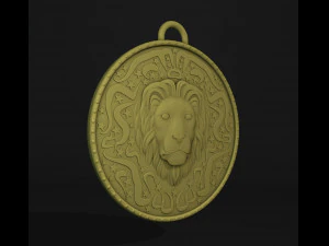 Lion Coin Pendant 3D Print Model
