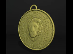 Lion Coin Pendant 3D Print Model