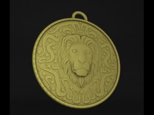 Lion Coin Pendant 3D Print Model