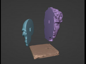 Half head Half skull Bust 3D प्रिंट मॉडल