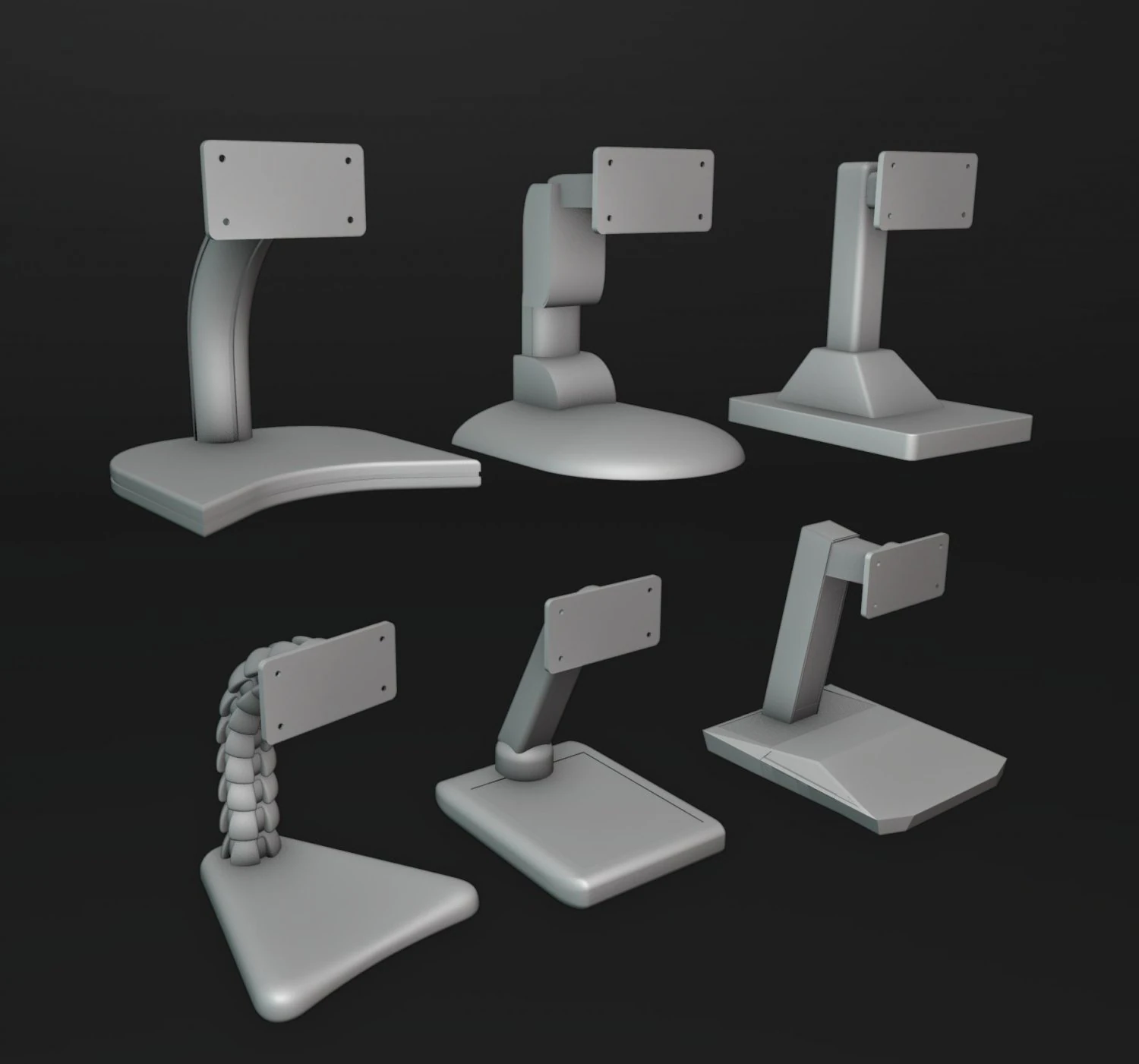 Monitor Stand Mounts Pack 3D Print Model .c4d .max .obj .3ds .fbx .stl .blend 
