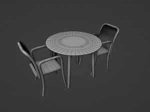 Metal Table Set 3D Модель