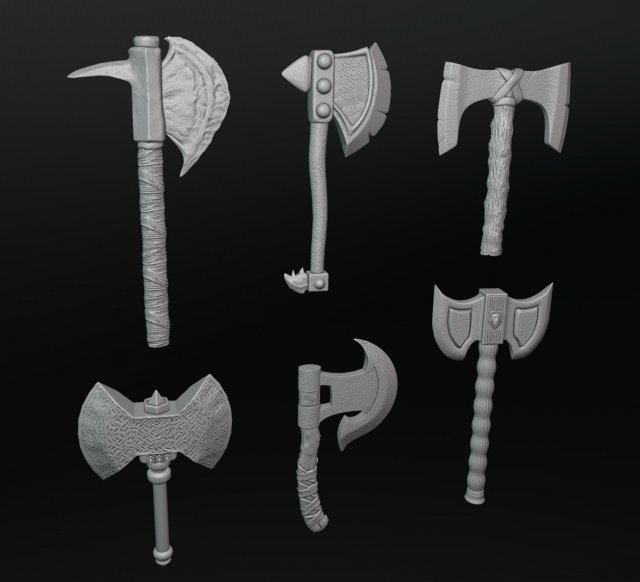 Viking Axes Pack 3D Print Model in Game Accessories 3DExport