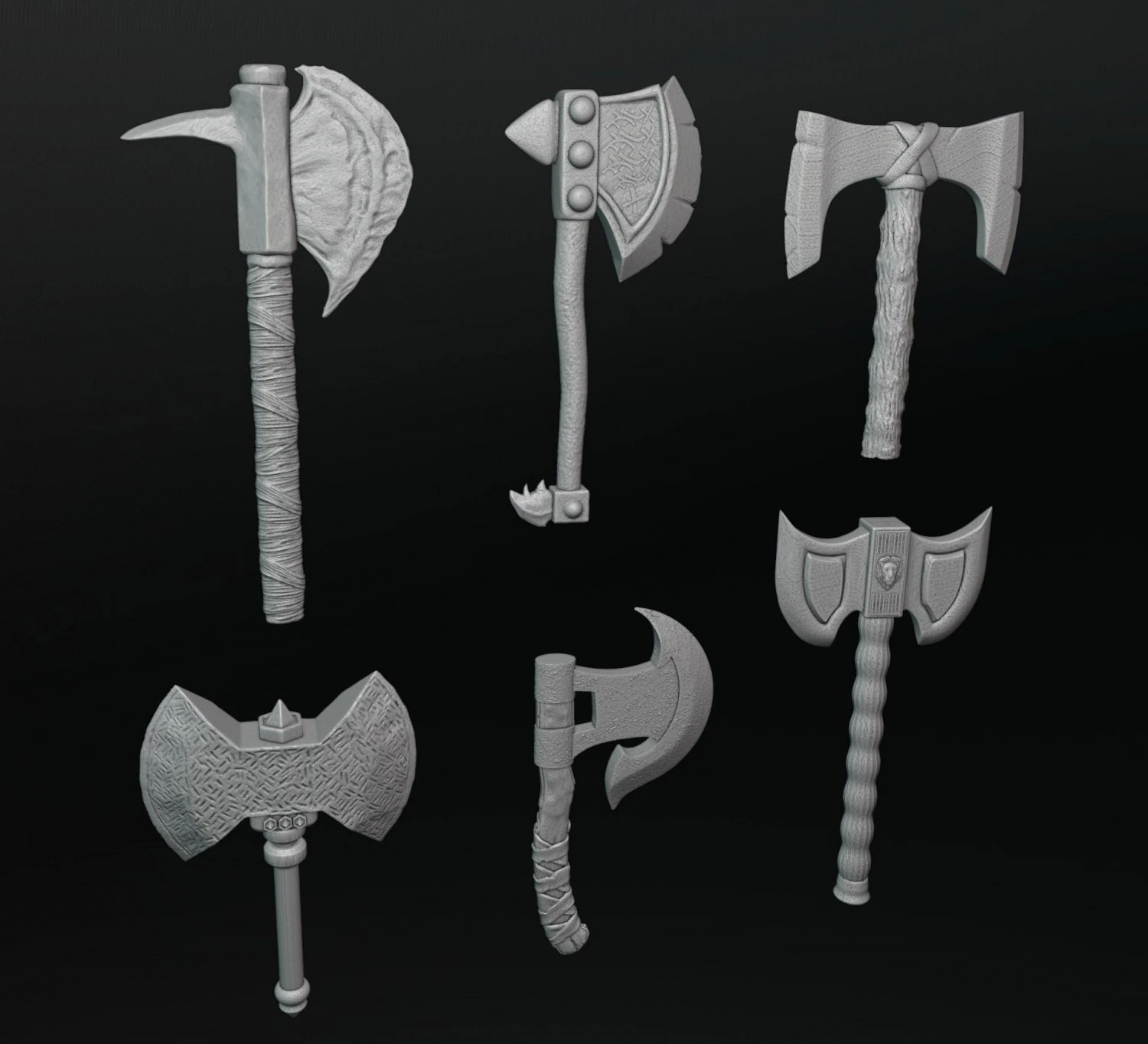 Viking Axes Pack 3D Print Model .c4d .max .obj .3ds .fbx .stl .blend