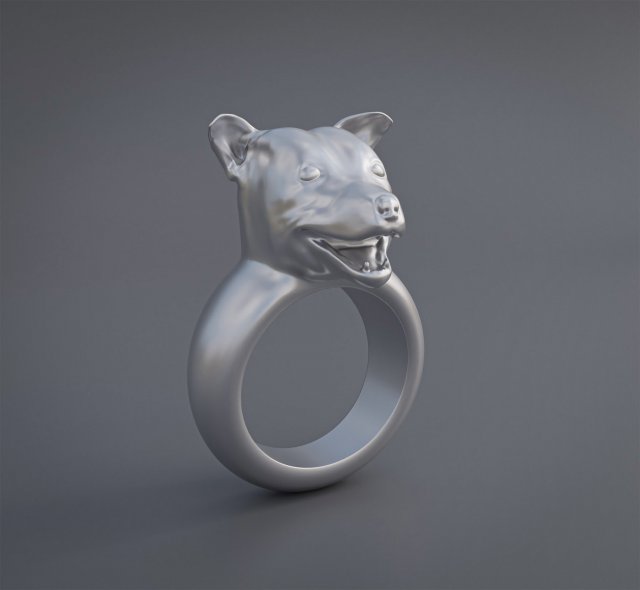 Pitbull Dog Ring 3Dプリントモデル .c4d .max .obj .3ds .fbx .stl .blend 