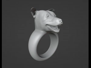 Pitbull Dog Ring 3D Print Model