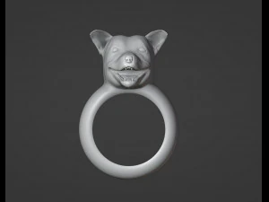 Pitbull Dog Ring 3D Print Model