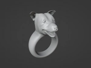 Pitbull Dog Ring 3D Print Model