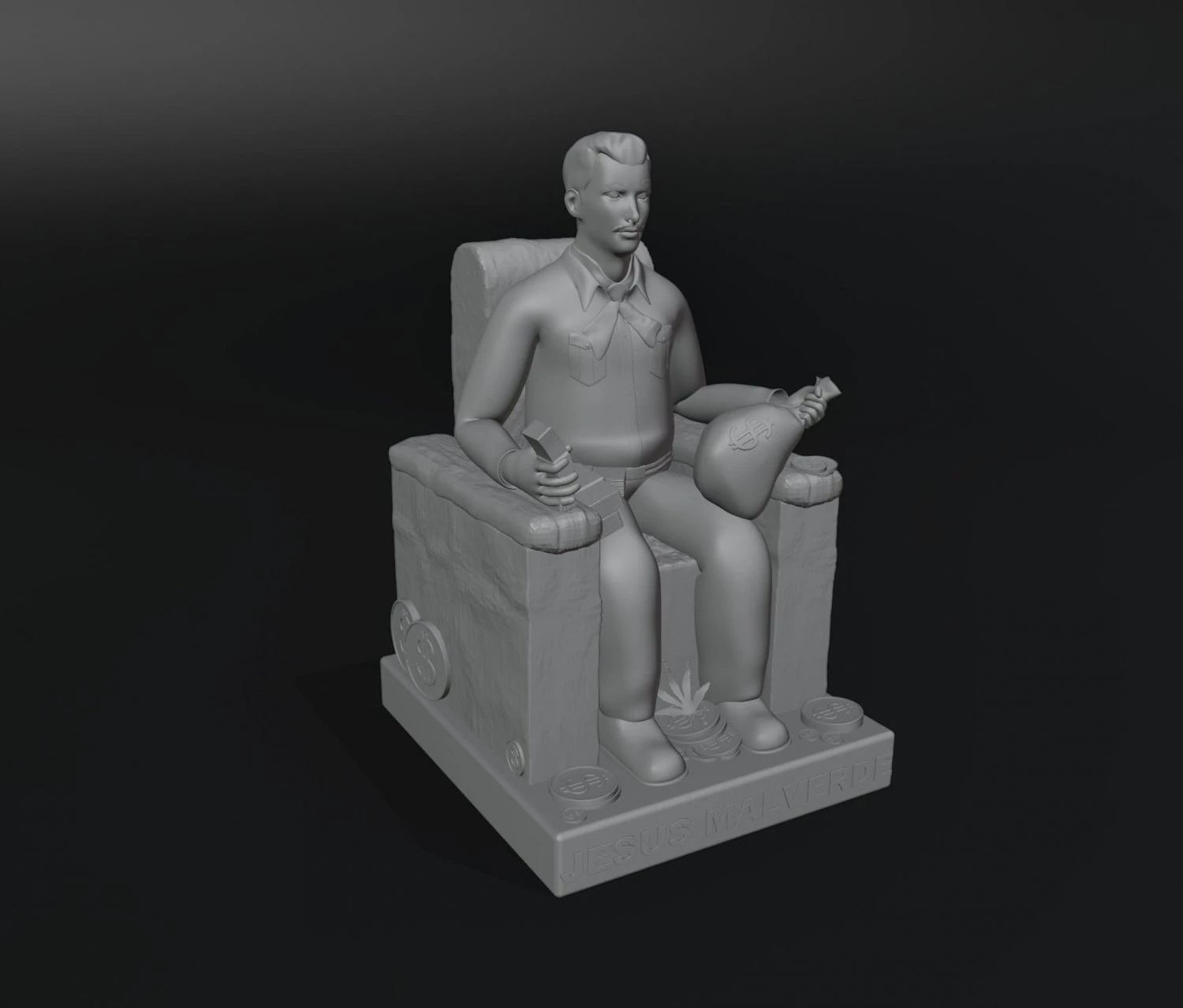 Jesus Malverde Statue 3D Print Model .c4d .max .obj .3ds .fbx .stl .blend 