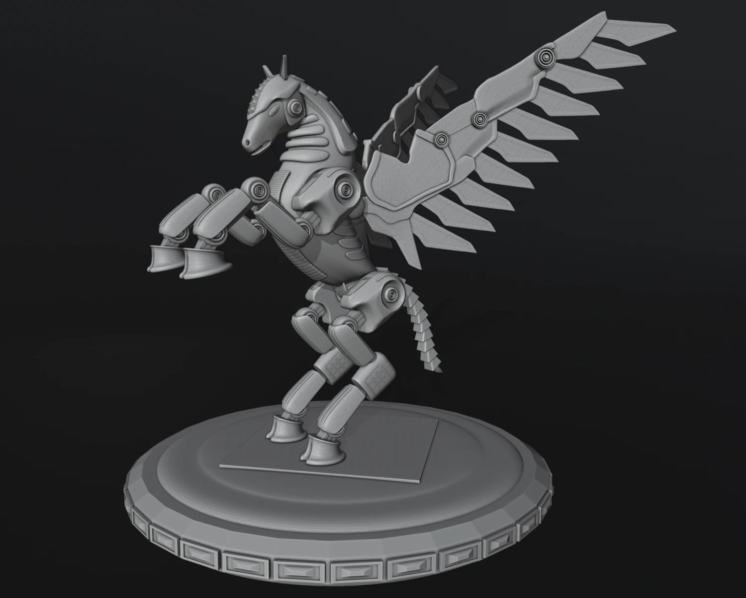 Mechanical Pegasus 3D Print Model .c4d .max .obj .3ds .fbx .stl .blend 