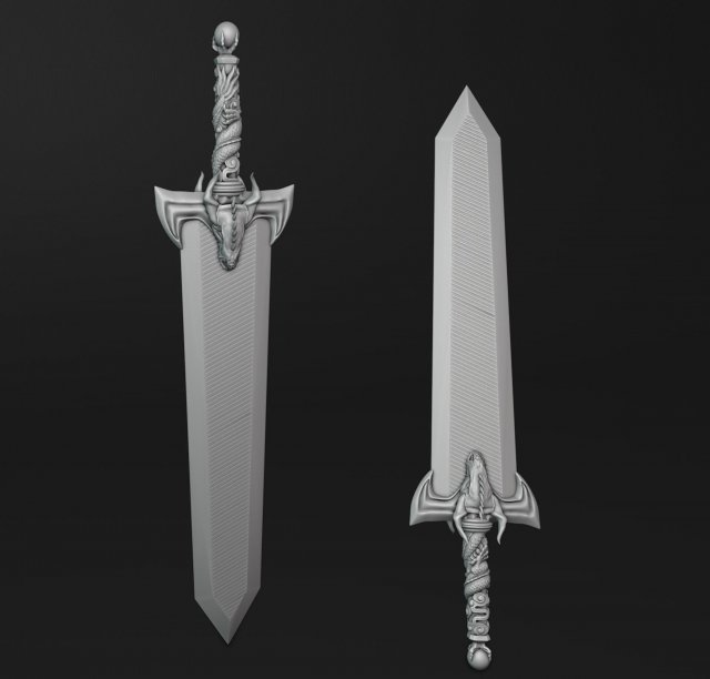 Dragon Slayer Sword 3D Принт Модель .c4d .max .obj .3ds .fbx .stl .blend 