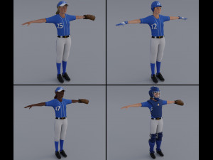 Female Softball Players Pack - Rigged 3D Модель