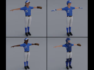 Female Softball Players Pack - Rigged 3D Model