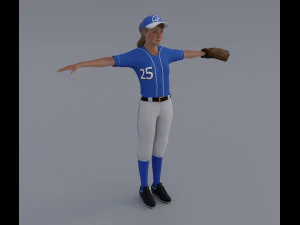 Female Softball Players Pack - Rigged 3D Model