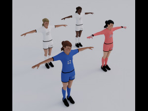 Female Soccer Players Pack - Rigged 3D Model