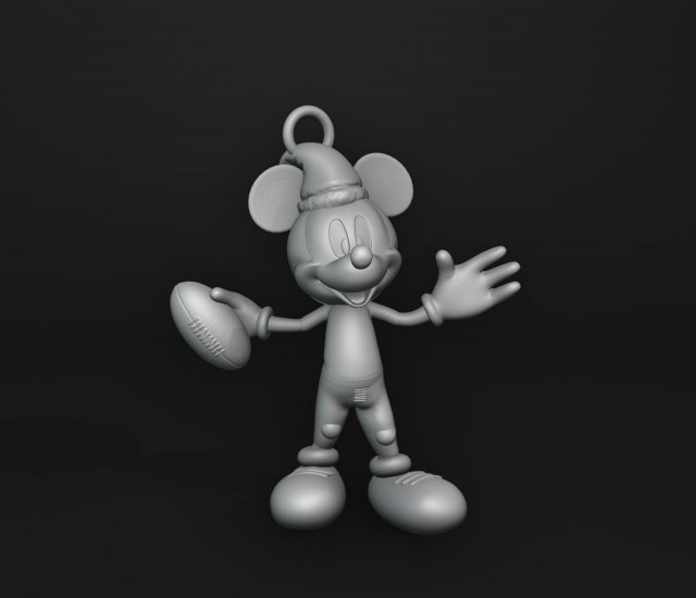 Football Mickey Christmas Ornament 3D Принт Модель .c4d .max .obj .3ds .fbx .stl .blend 