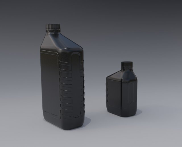 Small and Big Motor Oil Bottles 3D Model .c4d .max .obj .3ds .fbx .stl .blend 