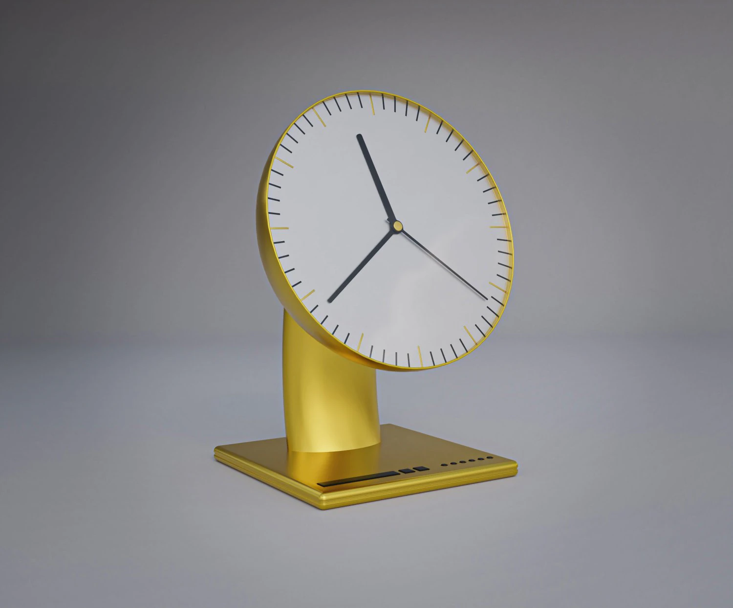 Golden Futuristic Table Clock 3D Model .c4d .max .obj .3ds .fbx .stl .blend