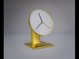 Golden Futuristic Table Clock Modello 3D