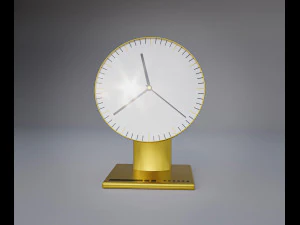 Golden Futuristic Table Clock 3D Model