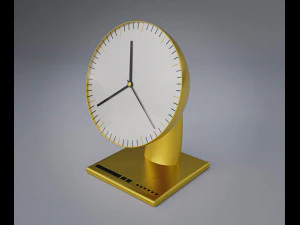 Golden Futuristic Table Clock 3D Model