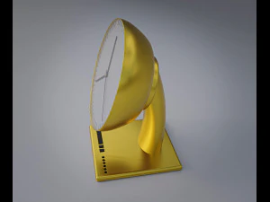 Golden Futuristic Table Clock 3D Model