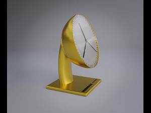 Golden Futuristic Table Clock 3D Model