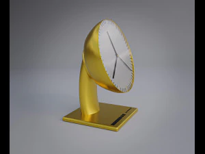 Golden Futuristic Table Clock 3D Model