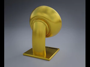 Golden Futuristic Table Clock 3D Model