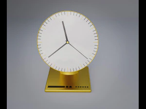 Golden Futuristic Table Clock 3D Model
