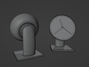 Golden Futuristic Table Clock 3D Model