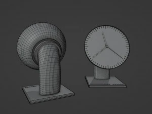 Golden Futuristic Table Clock 3D Model