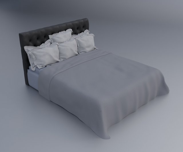 Modern King Size Bed With 6 Pillows 3D मॉडल .c4d .max .obj .3ds .fbx .stl .blend 