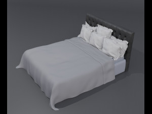 Modern King Size Bed With 6 Pillows 3D मॉडल