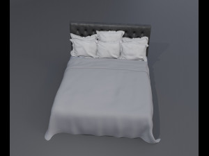 Modern King Size Bed With 6 Pillows 3D मॉडल