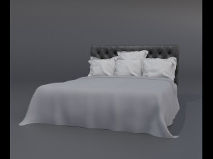 Modern King Size Bed With 6 Pillows 3D मॉडल