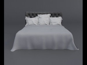 Modern King Size Bed With 6 Pillows 3D मॉडल