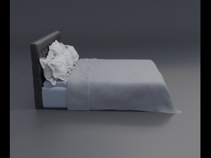 Modern King Size Bed With 6 Pillows 3D मॉडल