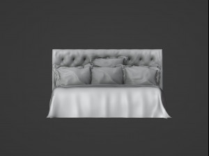 Modern King Size Bed With 6 Pillows 3D मॉडल
