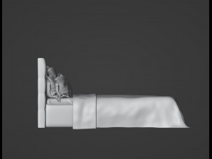 Modern King Size Bed With 6 Pillows 3D मॉडल