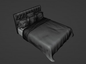 Modern King Size Bed With 6 Pillows 3D मॉडल