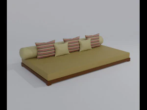 Large Sofa With Short Legs 3D Model