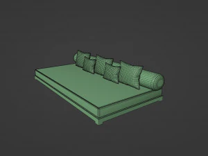 Large Sofa With Short Legs 3D Model