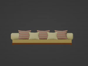 Large Sofa With Short Legs 3D Model